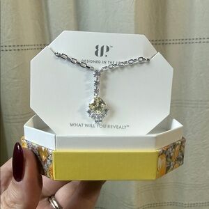 Dazzling Silver Necklace with Yellow Gemstone